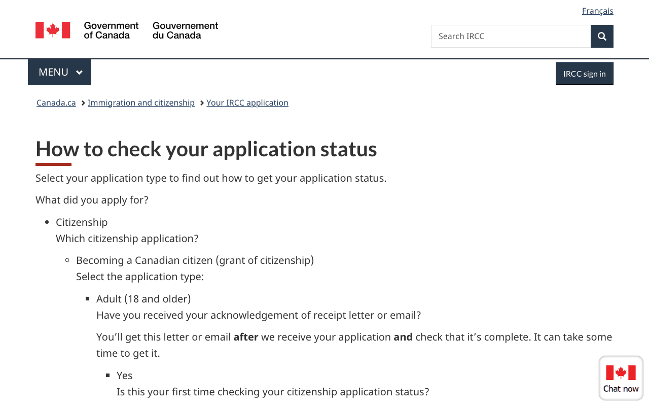 IRCC - How to check your application status