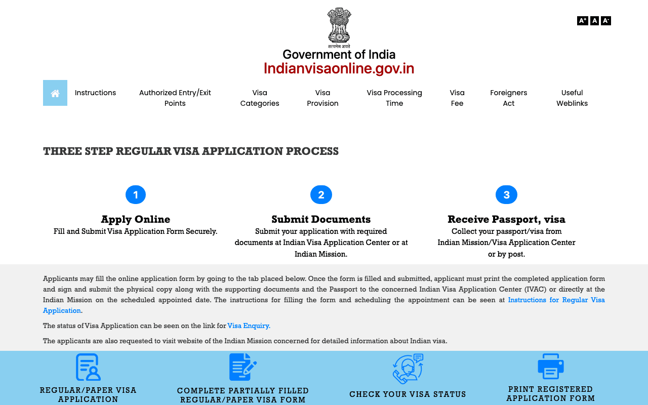 indianvisaonline.gov.in нүүр хуудас